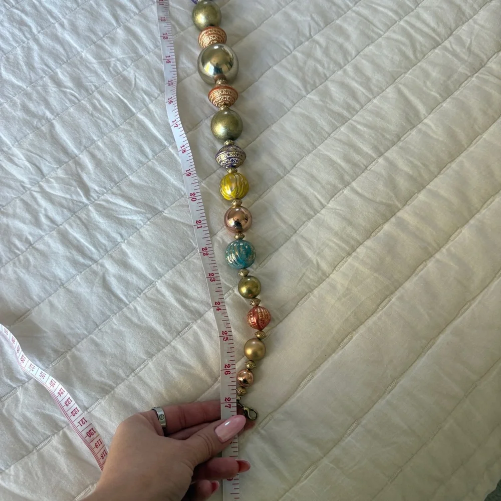 Unique Gold bohemian Tibetan Style Necklace Adjustable multicolor ball beads